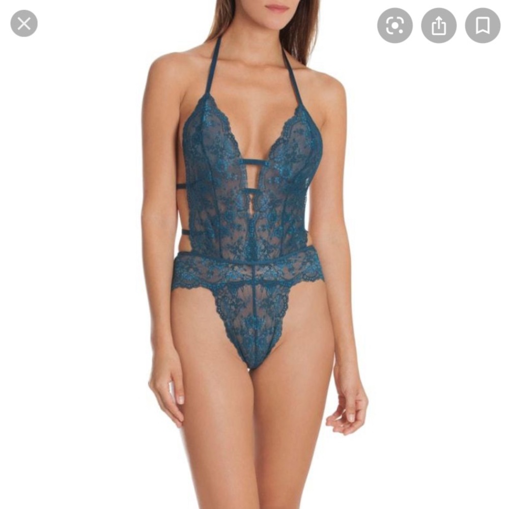 Cami lace thong bodysuit in dark teal